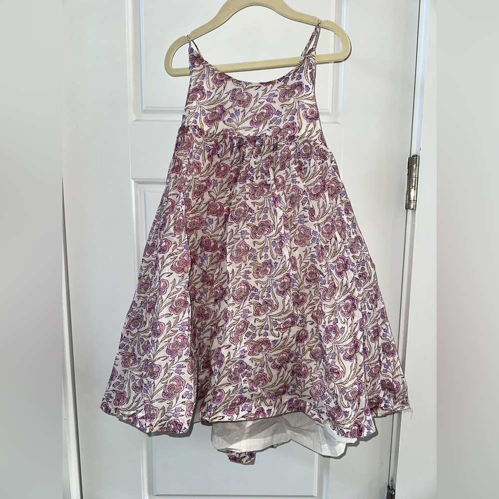 Little Paisley People White and Pink Smocked A-Line Knee-Length Dress